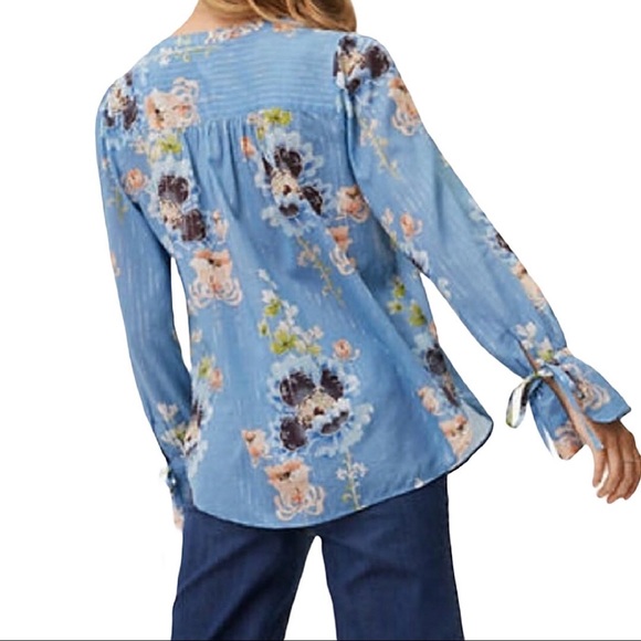 LOFT | Shimmer Blossom Tie Cuff Blouse - Picture 7 of 11